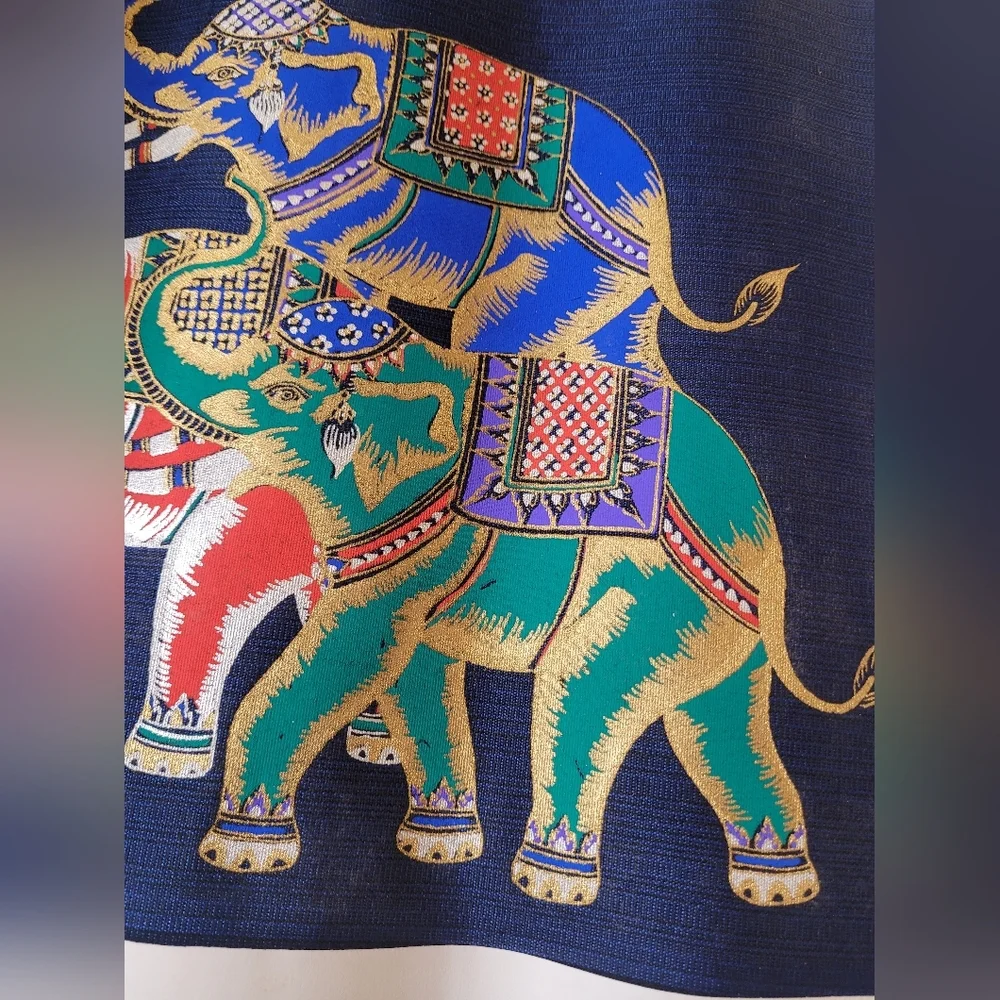 Thai Silk Art Painting Lucky Elephant Tapestry